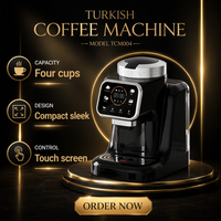 Machine à café turque automatique TCM004, cafetière électrique 4 tasses, écran tactile, compacte, pour la maison et l'hôtel