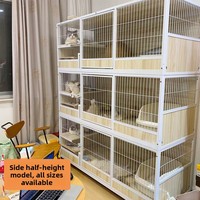 Cage pour chat de luxe, très grande, espace libre, pour l'élevage en intérieur, en bois massif avec structure métallique, double/triple porte, pour chats de taille moyenne