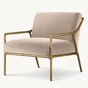 अमेरिकन मॉडर्न लिविंग रूम फर्नीचर सिंगल सोफा व्हाइट टेडी चेयर सोफा गोल्ड मेटल फ्रेम कॉपर लीजर एक्सेंट आर्म चेयर - Product Image 2