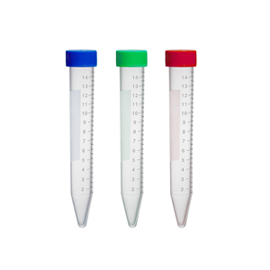 Tube à centrifuger en plastique à fond conique de 15 ml avec capuchon coloré pour usage en laboratoire - Product Image 1