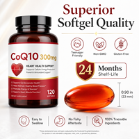 Capsule di CoQ10 in Softgel, 120 Pezzi, Integratore Antiossidante Naturale per Uso Quotidiano, Disponibile OEM