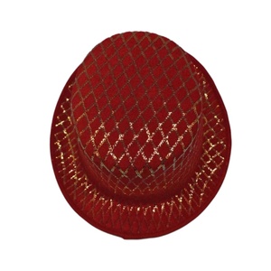 Chapeau Bob en Maille Rouge à Paillettes pour Femme – Protection Solaire et Anti-Vent pour Scène et Spectacles - Product Image 5