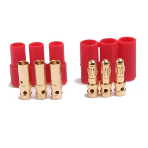 Rode HXT 3.5mm gold bullet 3 way connectors paar met Rode behuizing voor RC rc lipo batterij