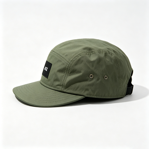 Unisex Solid Quick Dry 5 Panel Camp Cap Custom ACE Woven Patch Lightweight Flat Brim Outdoor Hiking Running Fishing Camp <b>Hat</b> - Product Image 3