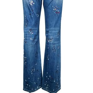 Jeans de Mezclilla Brillantes con Cuentas, Diseño Personalizado de Fábrica, Pantalones Largos de Cintura Alta con Pierna Ancha para Mujer, Jeans Casuales de Mezclilla para Mujer - Product Image 5