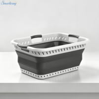 Grand panier à linge pliable en plastique TPR de 42 L pour le rangement sous le lit, dans la salle de bain ou dans le placard