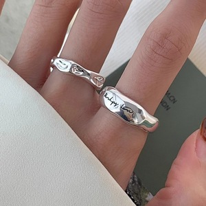 S925 Silver Letter <b>Ring</b> Women's Irregular <b>Open</b> Design Fashionable Everyday Wear Jewelry - Product Image 2