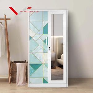 خزانة ملابس معدنية ببابين متأرجحة من الفولاذ باب خزانة ملابس بطباعة غرفة نوم الميرة - Product Image 2