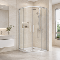 Cabine de douche à encadrement incurvé avec double porte coulissante, cadre argenté, sur mesure, vente en gros, enclos de salle de bain à façade arquée