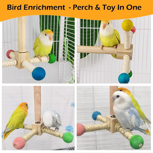 Jouet d'activités en bois pour perroquet : Balançoire, Pont en corde, Cadre d'escalade pour oiseaux, Échelle, Perchoir, Jouet interactif pour animaux de compagnie - Product Image 6