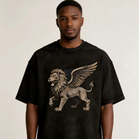 T-shirt Homme Oversize Coupe Boxy Personnalisé Haute Qualité, Effet Délavé Rétro, Broderie Logo Griffin, T-shirts Vierge pour Marque
