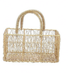 Round Metal Mesh Wire <b>Hamper</b> <b>Basket</b> Rose Gold Decorative Shagun Tray <b>for</b> Fruits Sweets Gifts Wedding Return Gift Packing - Product Image 6