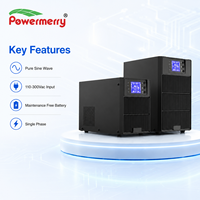 UPS Online 3kVA Gelombang Sinus Murni Bebas Perawatan Baterai Fase Tunggal Input 110 hingga 300Vac untuk Penggunaan Cadangan Daya Peralatan Kantor