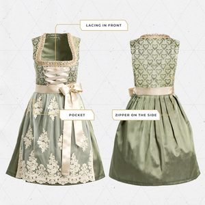 Vestido Dirndl Bávaro Personalizado para Mujer, Verde con Delantal, Traje Tradicional Alemán, Ropa para Oktoberfest - Product Image 4
