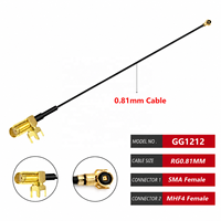 Câble RF 1.13MM 0.81MM MHF SMA Femelle à Montage sur Panneau PCB vers U.FL MHF Femelle, Antenne WIFI, Câble Coaxial RF Pigtail d'Extension