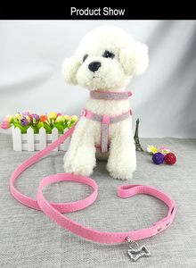 Newtensina Lead Sets Fashion Diamante Avec & Confortable Collier Doux Harnais Et Laisses Ensemble Pour Chien Rose-XS - Product Image 2