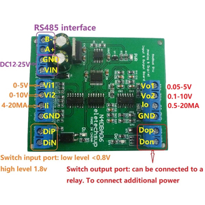DC 12V 8CH Analog Digital Input Output Devices 0-<b>5V</b> 0-10V 4-20MA DAC ADC RS485 Modbus RTU Board N4DBA06 - Product Image 6