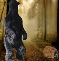 Statue Animée de Noël, Ours Polaire Extérieur Grandeur Nature avec Haut-Parleur Bluetooth, Décoration de Vacances Ours Noir Animal