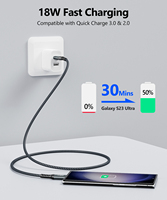 Cable de Datos USB C con Trenzado de Nailon SUNGUY de 18 W, Cable de Carga Rápida para Teléfono Móvil, Laptop y Uso en el Automóvil