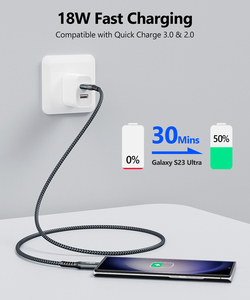 SUNGUY 18W Nylon Braided USB C Data <b>Cable</b> Fast Charging <b>Cable</b> Power <b>Cable</b> for Mobile <b>Phone</b> Latop and Car Use - Product Image 6