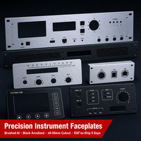 Façade de panneau de commande d'instrument de précision découpée au laser sur mesure, 19 pouces, en aluminium brossé anodisé noir, OEM