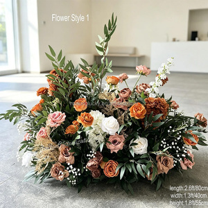Décoration de mariage minimaliste, rangée de fleurs en soie couleur caramel de 60 cm pour allée de mariage, fleurs pour bal de mariage - Product Image 5