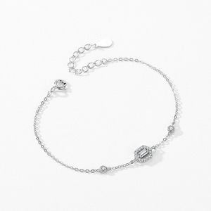 Pulsera de Cadena con Diseño Geométrico de Plata de Ley S925 y Circonita para Mujer, Joyería Sencilla para Uso Diario, Versión de Cobre Personalizable - Product Image 6