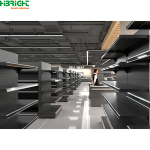 <b>Modern</b> Supermarket <b>Shelves</b> Metal Retail Display Racks Gondola Shelving for Grocery Store - Product Image 1
