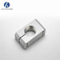 CNC Machined Stainless Steel/Aluminum Split Clamping Block Drilling Threaded Bore Slit Rod Locking Mount 6 Hole Bolted Clamp OEM
