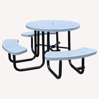 Mesa de comedor de pícnic para Discapacitados de metal redondo comercial al aire libre con Banco Muebles de Jardín acero exterior Patio mesa de café y silla