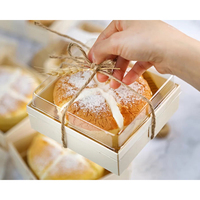 Boîte de rangement en bois avec couvercle en plastique, boîte pliante en bois pour emballer les aliments et les sushis