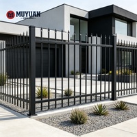 Elegante smeedijzeren schuttingpanelen, decoratieve ijzeren omheining, gepoedercoat, op maat gemaakte sierlijke stalen omheining voor huis en tuin