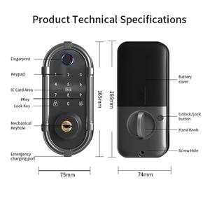 Serrure intelligente Chenzhuo DL10 - Déverrouillage par empreinte digitale et <span class=keywords><strong>carte</strong></span> via l'application Tuya |   Installation facile et simplifiée pour la maison/l'appartement/l'hôtel - Product Image 1