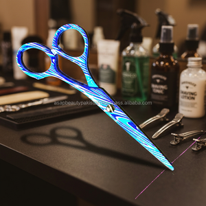 Ciseaux de coiffure professionnels en acier inoxydable de qualité supérieure, à manche long, pour droitiers, revêtement papier, ciseaux de barbier ultra-affûtés, finition miroir - Product Image 6