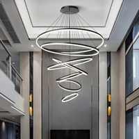 Nouveaux Grands Lustres Industriels à LED à 7 Anneaux pour Plafonds Hauts, Idéaux pour Escaliers, Restaurants, Centres Commerciaux et Salons