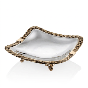 Elegante Bandeja Cuadrada para Servir con Borde Trenzado y Acabado Pulido para Uso Residencial - Product Image 1
