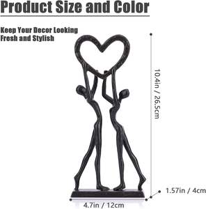 वैलेंटाइन के दिन शादी के लिए लोहे के धातु शिल्प हृदय प्रतिमा जोड़े मूर्तिकला - Product Image 3