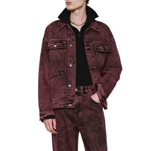 Wholesale Washed <b>Denim</b> Short Coat for Men 100% Cotton High Quality Vintage <b>Red</b> Turn Down Collar Men's <b>Denim</b> <b>Jackets</b> - Product Image 2