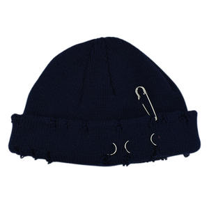 ALLCH con Logo personalizzato immagine moda Streetwear berretto reversibile in maglia acrilica Slouchy rissed cappello con risvolto e spille da balia Unisex - Product Image 5