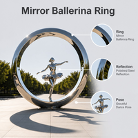 Sculpture de ballerine en acier inoxydable poli miroir, art métallique, statue de danseuse de ballet, statue de repère urbain, fabrication sur mesure
