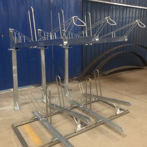 في الهواء الطلق مستويين دورة تخزين الدراجة العمودية الوقوف تراجع الساخنة المجلفن رف للدراجات - Product Image 5