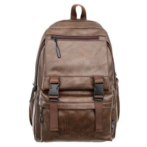 Men's Leather <b>Backpack</b> 20-35L Anti-Theft Large Capacity Laptop Bag For Business Travel School Use - Product Image 5