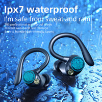 Écouteurs sans fil TWS Eseed YYK-580 avec crochet d'oreille, indicateur LED, étanchéité IPX7, Bluetooth 5.2, pour le sport et la musique, avec étui de charge