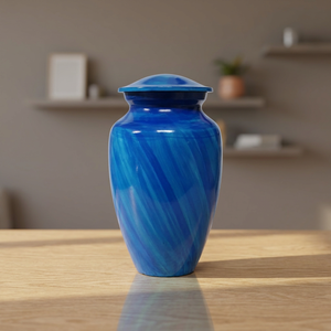 Urnas de Cremación de Cobre Azul Hechas a Mano a Precios Razonables con Tamaño Personalizado Disponible, Estilo Americano, Aptas para Mascotas, en Venta - IHC - Product Image 1