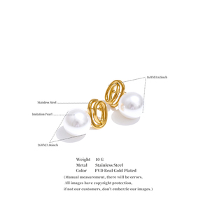 JINYOU 2793 zarif paslanmaz çelik altın kaplama bozuk saplama küpe beyaz inci küpeler takı hediye için - Product Image 6