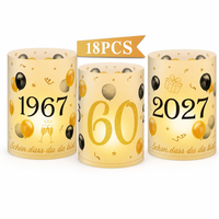 Lanternes en papier pour 60e anniversaire, 18 pièces, noir et or, pour la décoration de table de fête à la maison