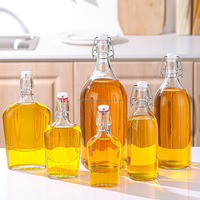 Bouteilles en verre plat transparentes, directement de l'usine, scellées pour jus de fruits faits maison, liqueurs, boissons et enzymes