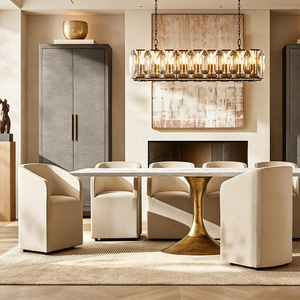 Table à manger rectangulaire de luxe américaine avec plateau en marbre, base en acier moulé haut de gamme, durable, pour restaurant, ensembles de tables à manger en pierre - Product Image 4