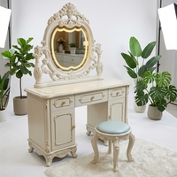 Ensemble de coiffeuse multifonctionnel de style européen d'inspiration royale avec miroir lumineux, luxueux et élégant pour chambre à coucher