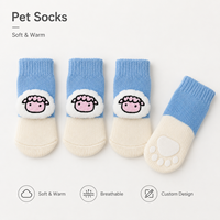 Chaussettes personnalisées pour chiens et chats, chaudes, imperméables, antidérapantes, en coton imprimé, double couche, semelle en caoutchouc, douces, respirantes, pour la marche en intérieur, soin des pattes